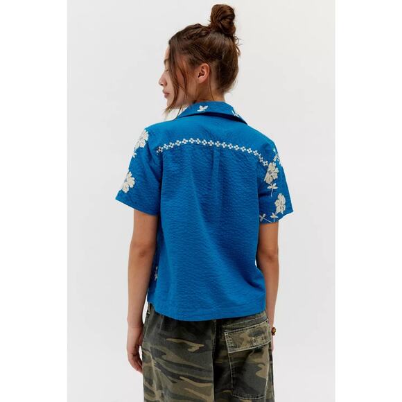 NWOT Urban Outfitters BDG Souvenir Applique Seersucker Shirt Size Medium - Picture 4 of 9